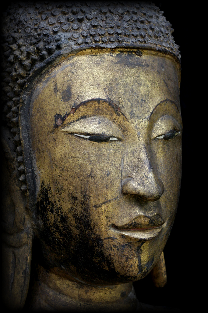 Extremely Rare Early 18C Wood Standing Thai Ayuttaya Buddha #A018